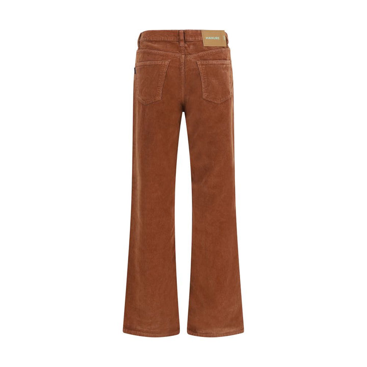 Haikure Brown Cotton Casual Pants