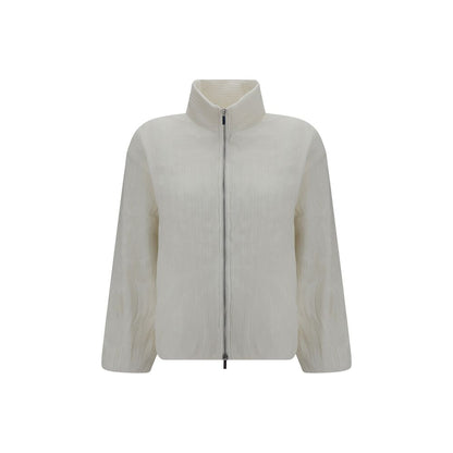Gongdid Design White Polyester Full-Length Jacket