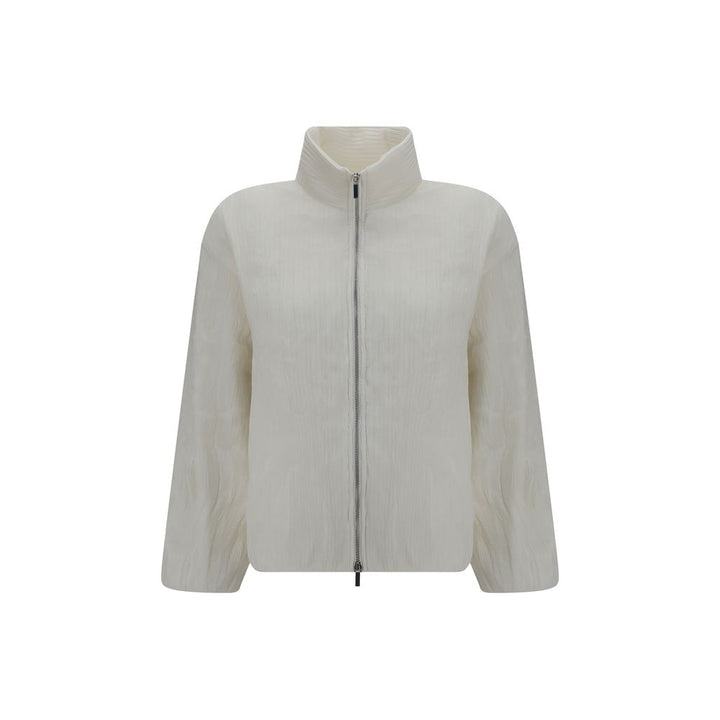 Gongdid Design White Polyester Full-Length Jacket