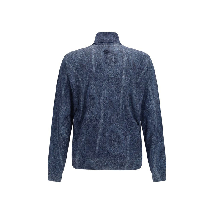 Etro Blue Silk Turtleneck