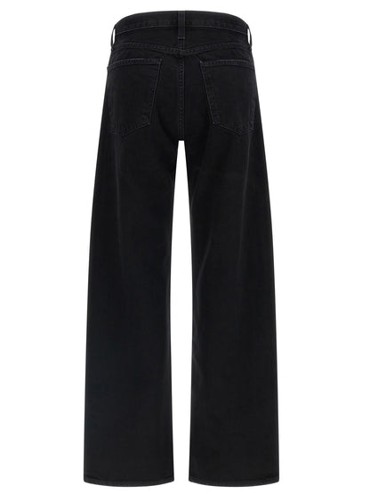 Agolde Black Cotton Relaxed Fit Jeans