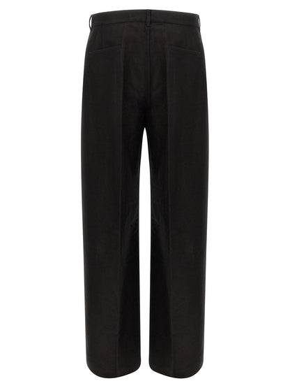 Rick Owens Black Ramie Casual Pants