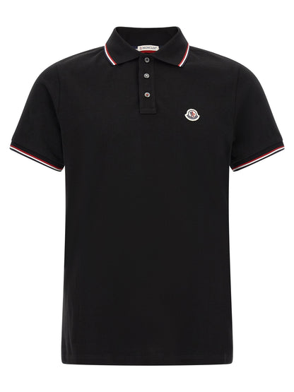 Moncler Black Cotton Polo Shirt