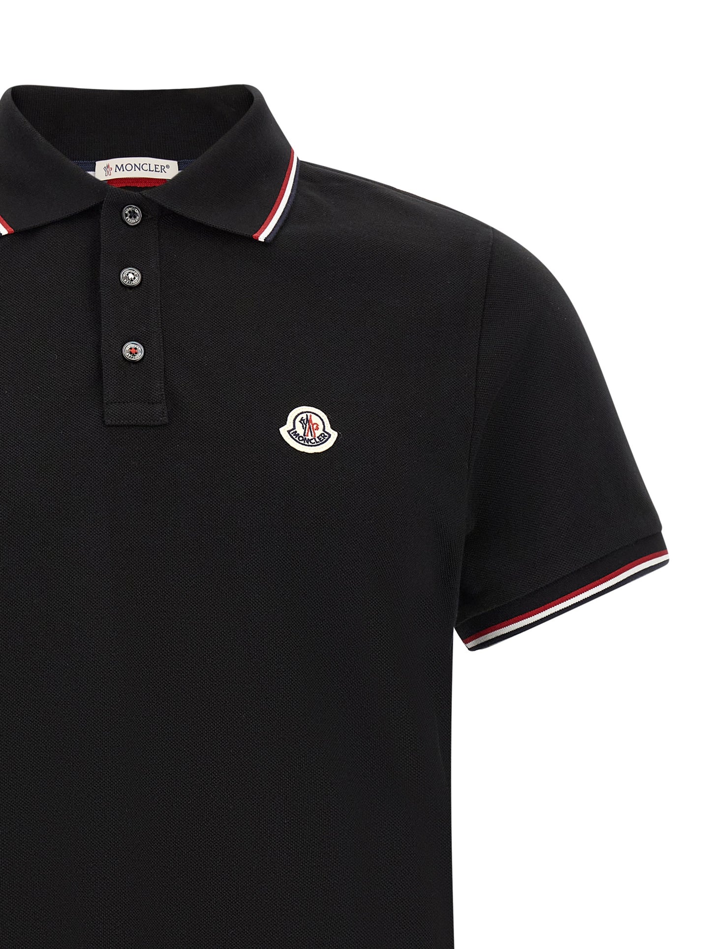 Moncler Black Cotton Polo Shirt