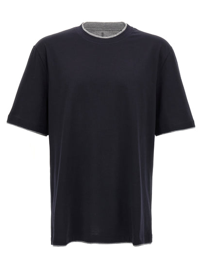 Brunello Cucinelli Blue Cotton T-Shirt