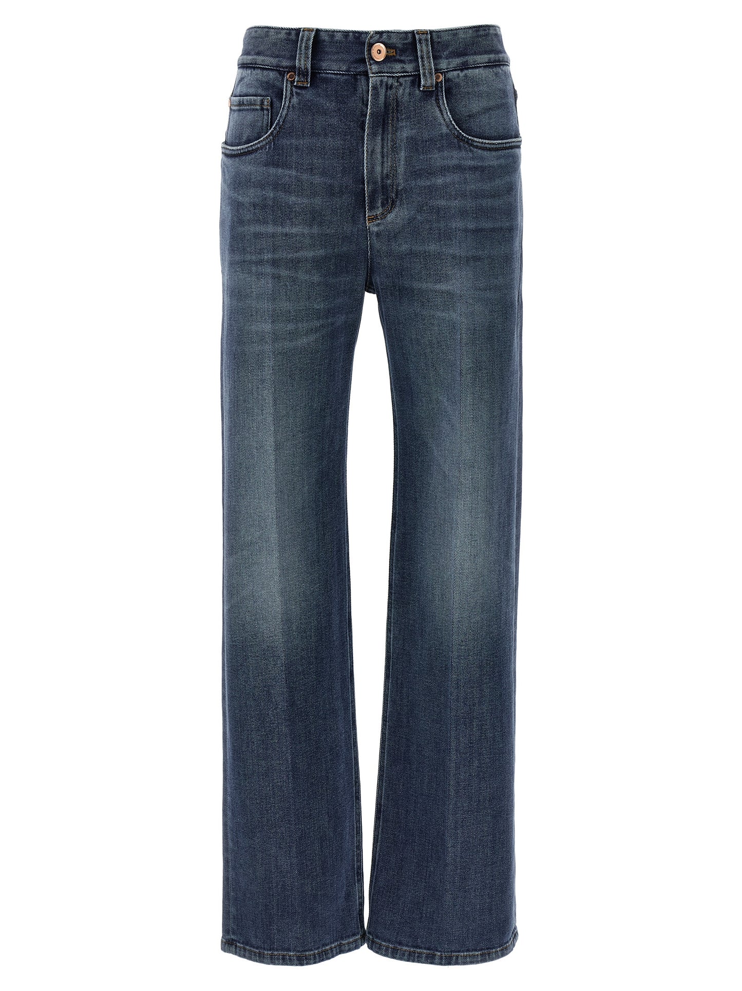 Brunello Cucinelli Blue Cotton Relaxed Fit Jeans