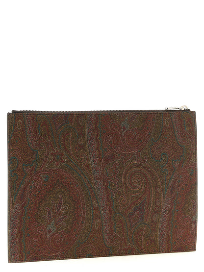 Etro Brown Cotton Clutch Bag
