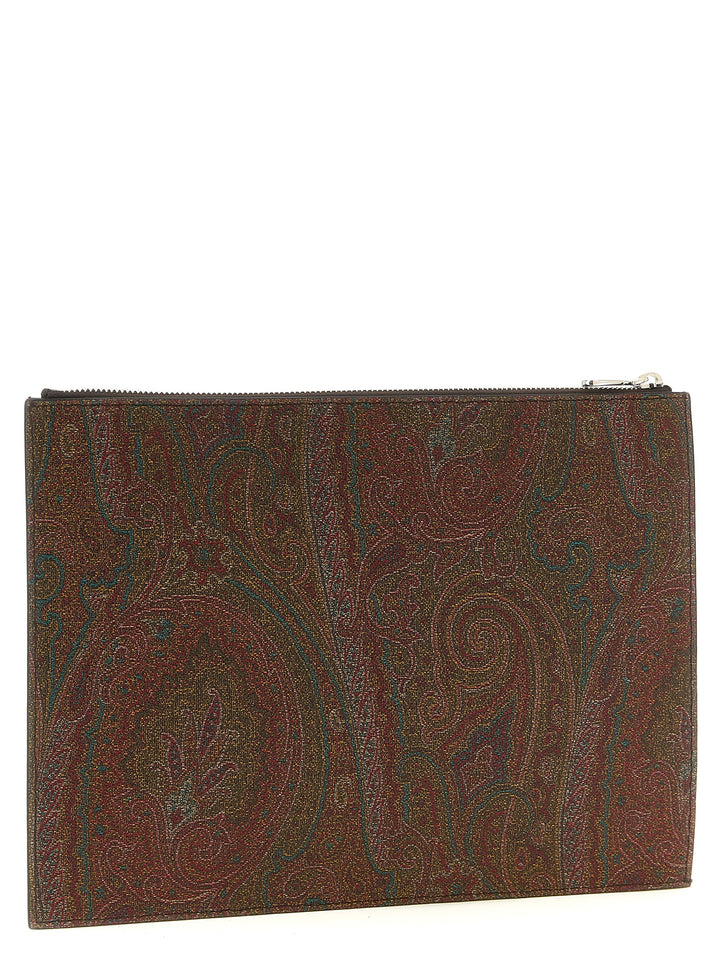 Etro Brown Cotton Clutch Bag