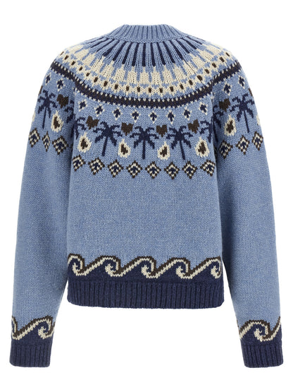 Alanui Blue Virgin Wool Cardigan