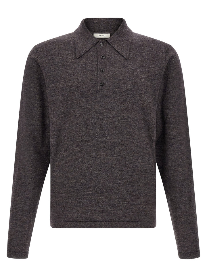 Lemaire Brown Wool Polo Shirt