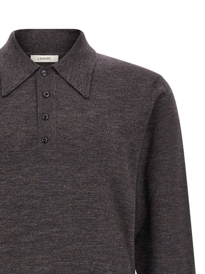 Lemaire Brown Wool Polo Shirt