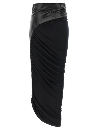 The Andamane Black Viscose Midi Skirt