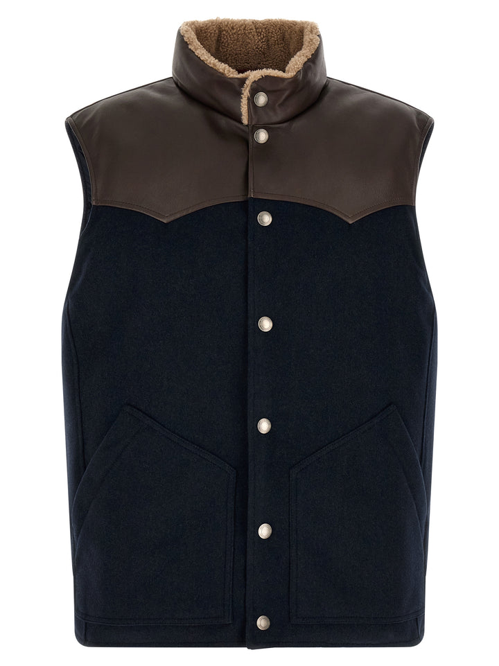 Brunello Cucinelli Blue Wool Sleeveless Jacket