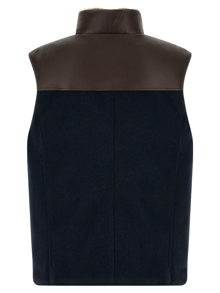 Brunello Cucinelli Blue Wool Sleeveless Jacket