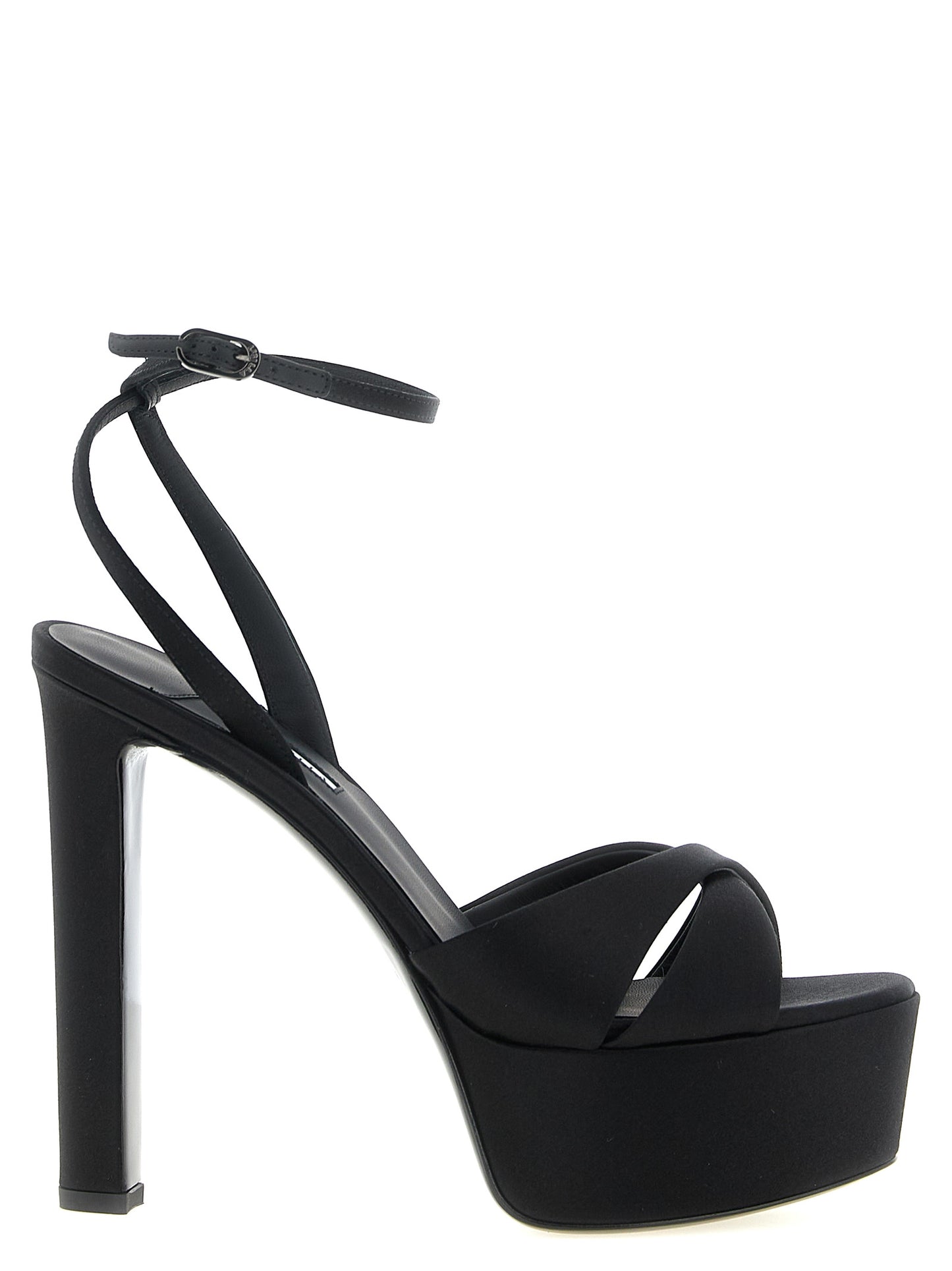 LE SILLA Black Viscose Stiletto Heel Sandals