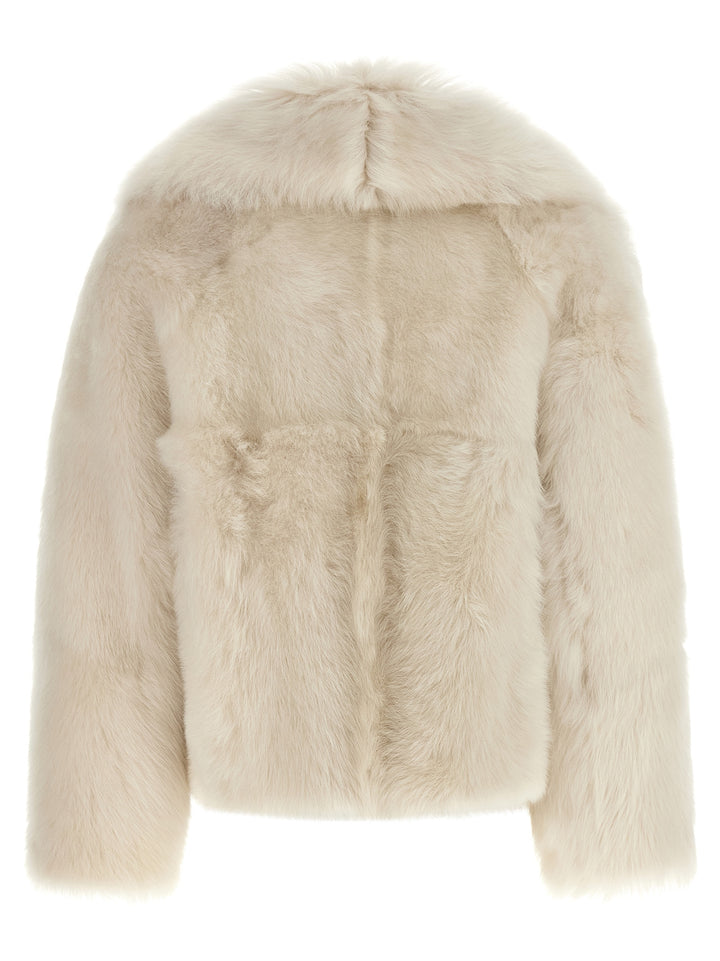 BLANCHA White Lamb Fur Full-Length Jacket