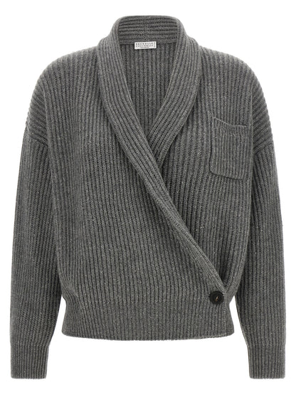 Brunello Cucinelli Gray Cashmere Cardigan