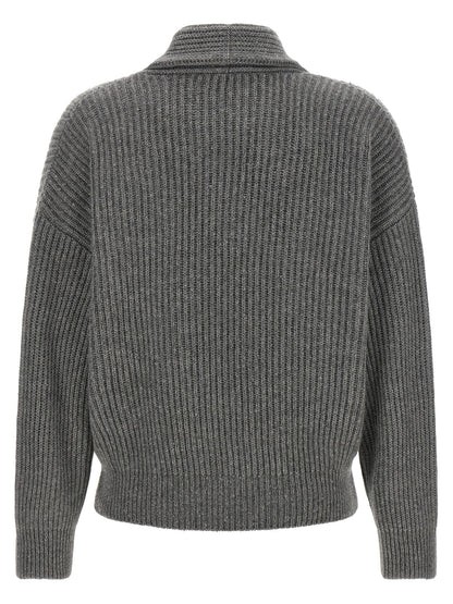 Brunello Cucinelli Gray Cashmere Cardigan