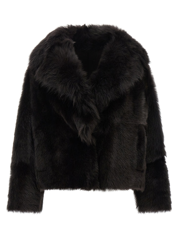 BLANCHA Brown Lamb Fur Full-Length Jacket