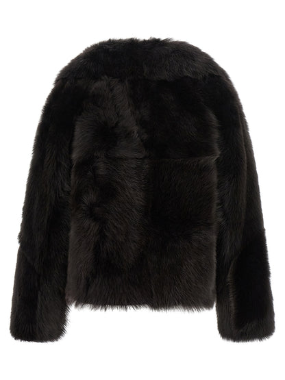 BLANCHA Brown Lamb Fur Full-Length Jacket