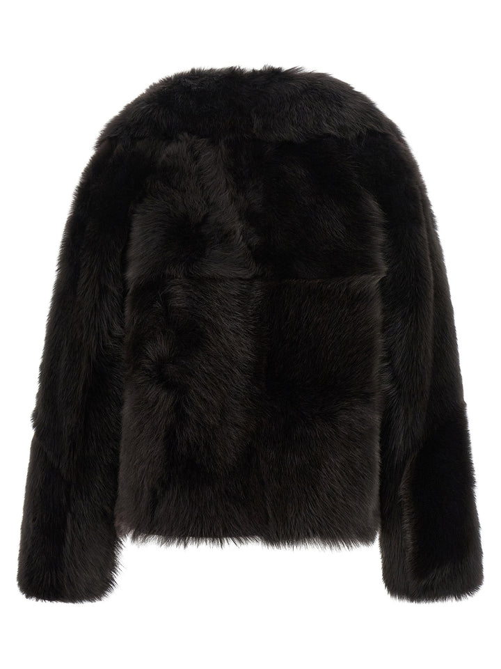 BLANCHA Brown Lamb Fur Full-Length Jacket