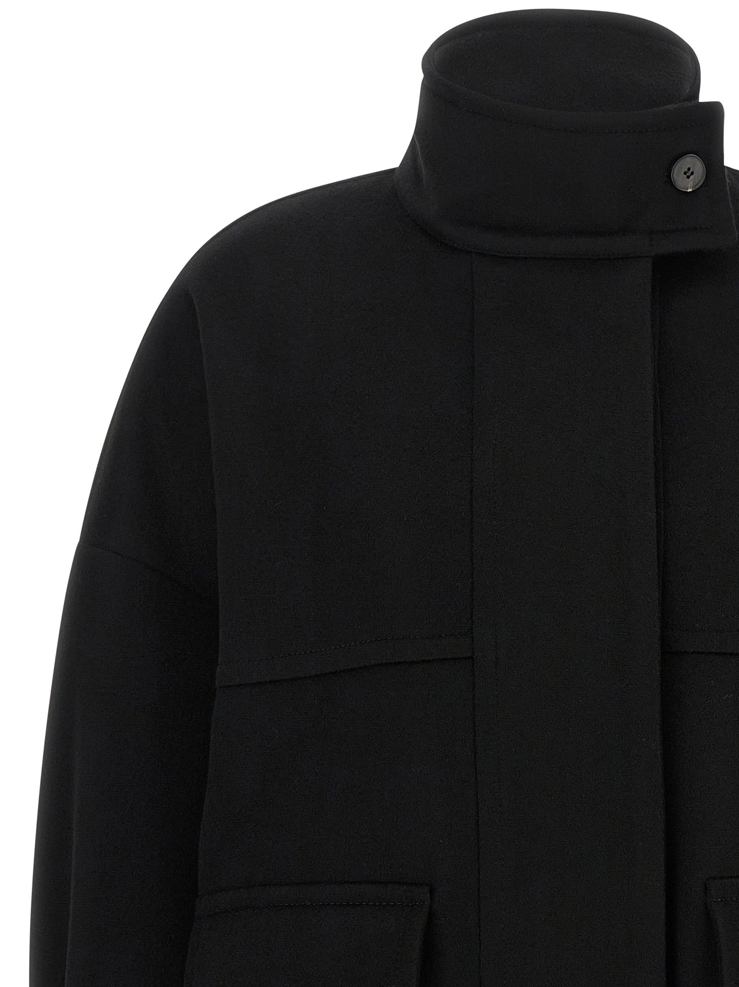 Alberto Biani Black Wool Bomber
