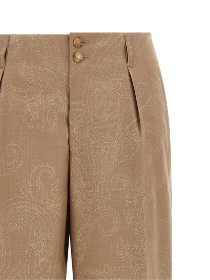 Etro Beige Wool Dress Pants
