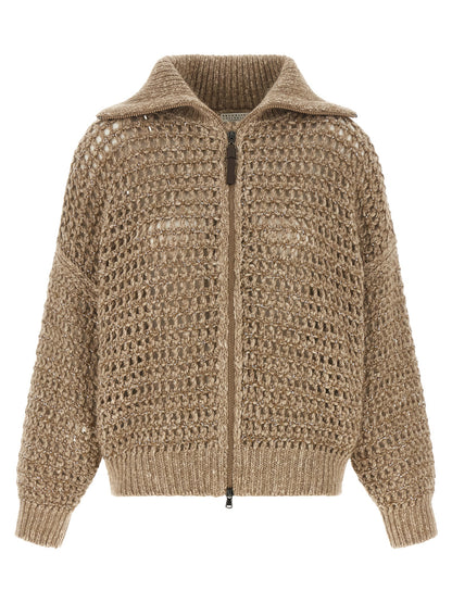 Brunello Cucinelli Beige Elastane Cardigan