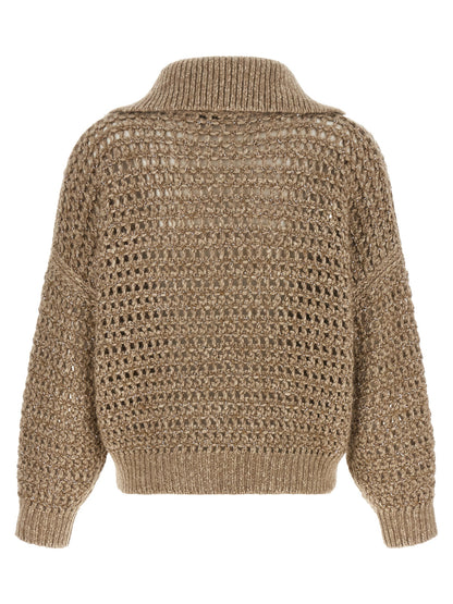 Brunello Cucinelli Beige Elastane Cardigan