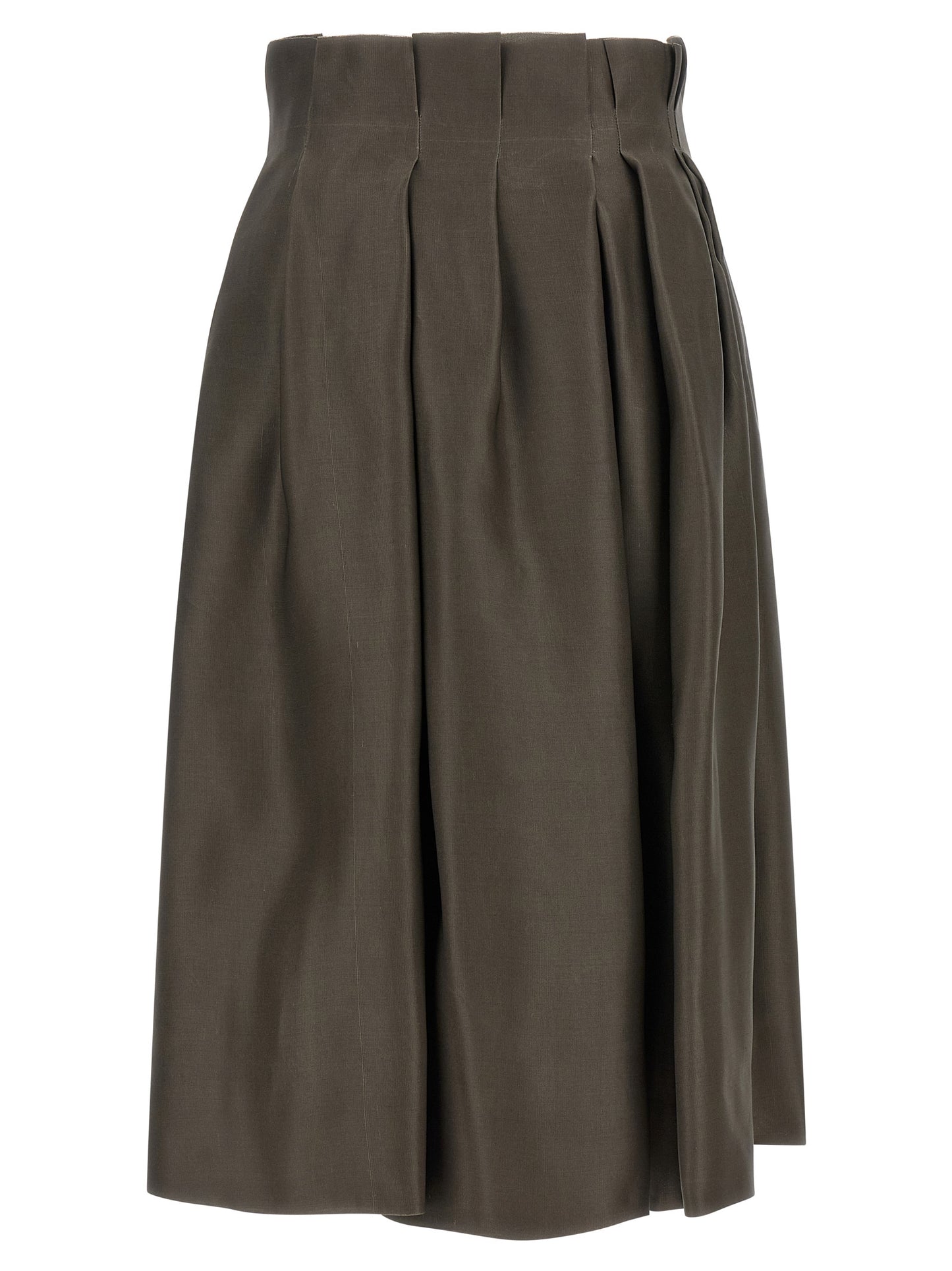 Khaite Brown Silk Midi Skirt