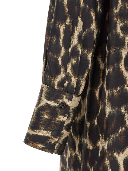 Alberto Biani Brown Silk Long Dress