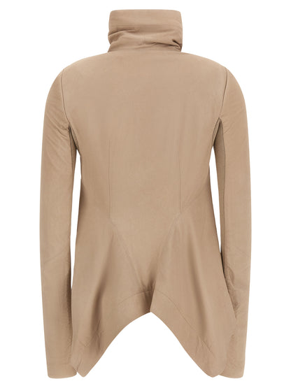 Rick Owens Beige Lamb Leather Leather Jacket