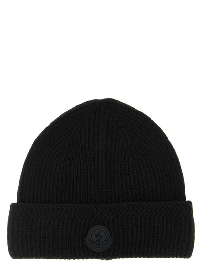 Moncler Black Virgin Wool Beanie