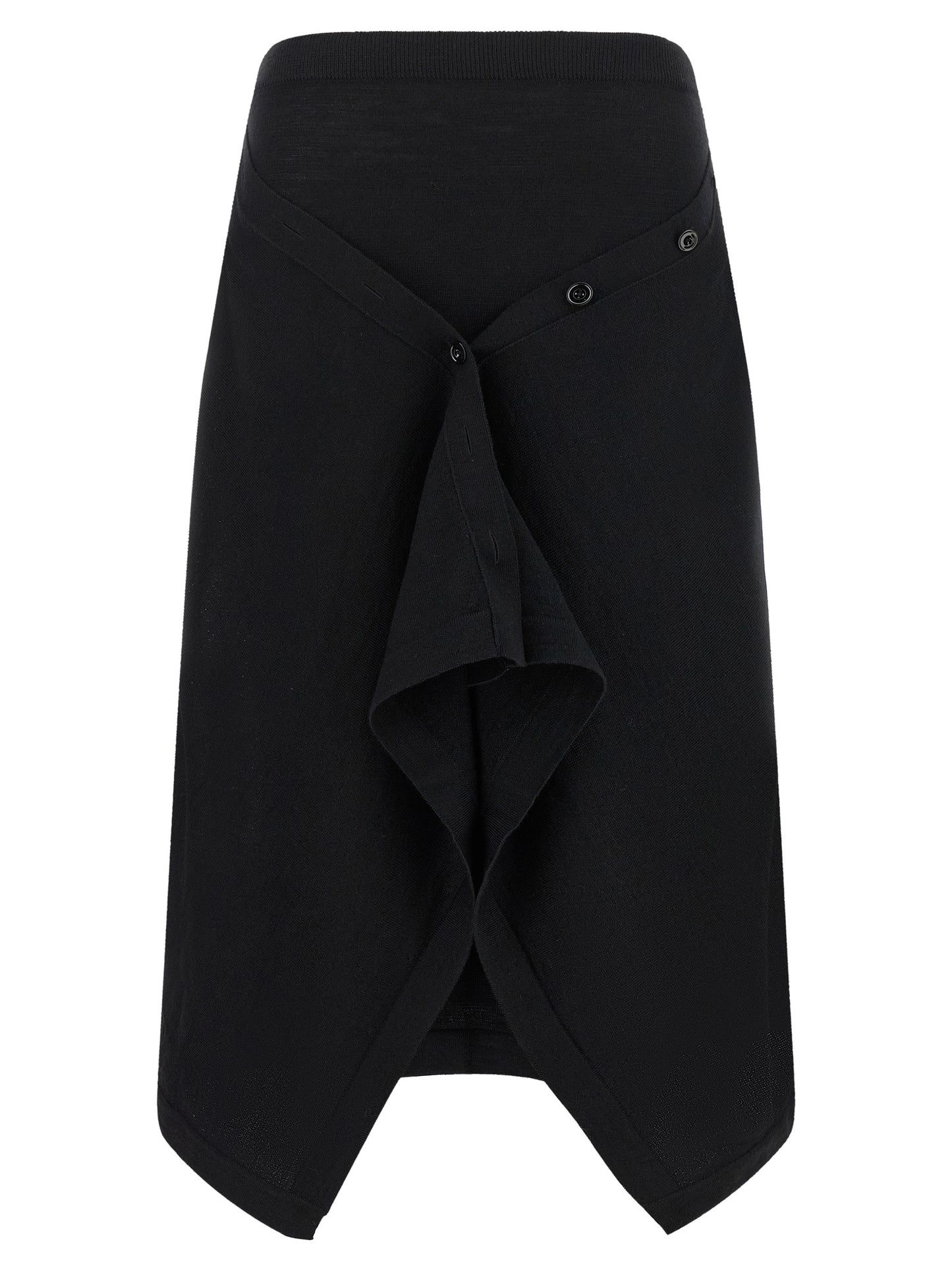 Lemaire Black Wool Midi Skirt