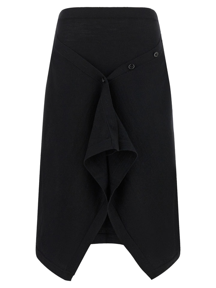 Lemaire Black Wool Midi Skirt