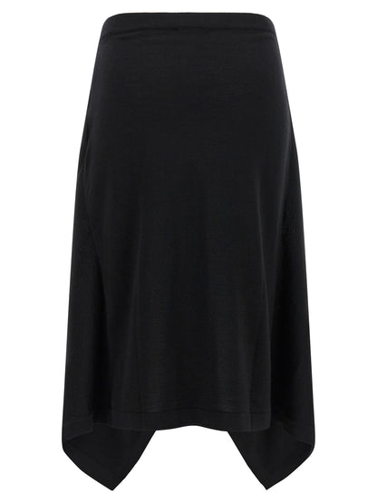 Lemaire Black Wool Midi Skirt
