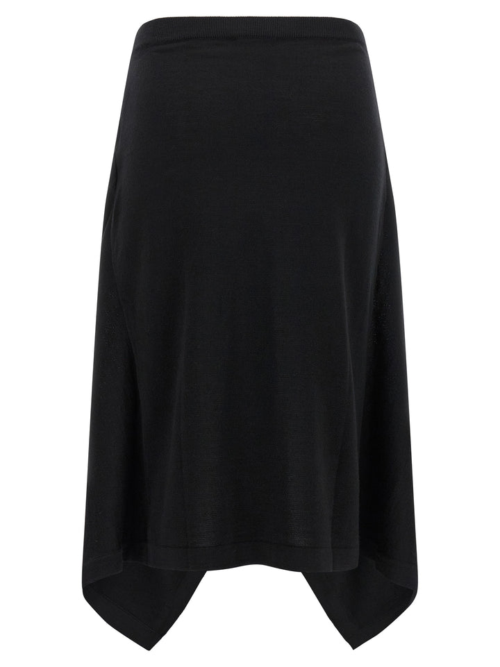 Lemaire Black Wool Midi Skirt