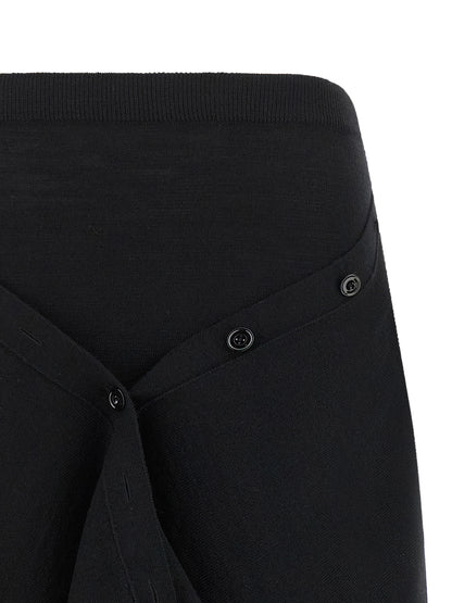Lemaire Black Wool Midi Skirt