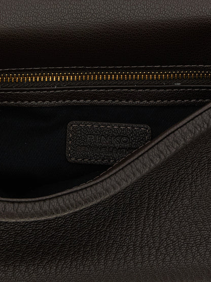 PINKO Brown Lamb Leather Crossbody Bag
