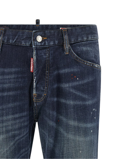 Dsquared² Blue Cotton Straight-Leg Jeans