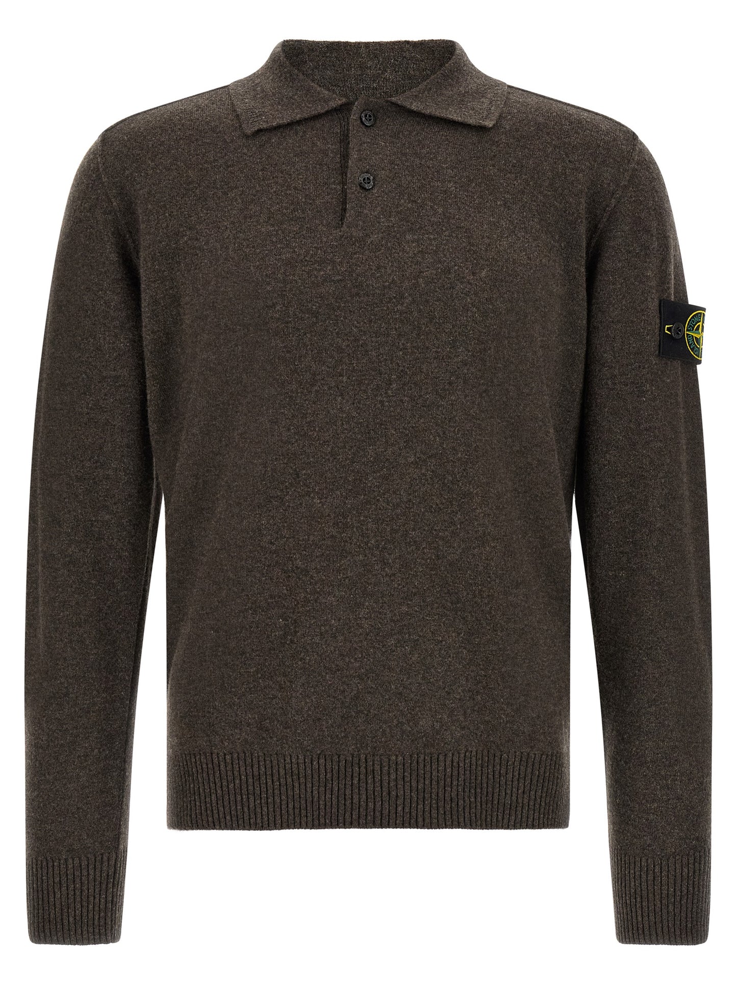 Stone Island Brown Virgin Wool Polo Shirt