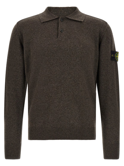 Stone Island Brown Virgin Wool Polo Shirt