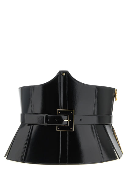 Elisabetta Franchi Black Leather High-Waist Belt
