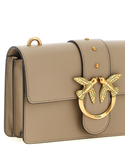 PINKO Gray Calfskin Crossbody Bag