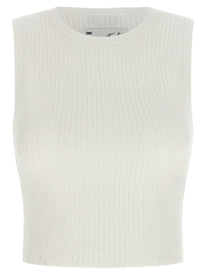 Elisabetta Franchi White Viscose Sleeveles T-Shirt