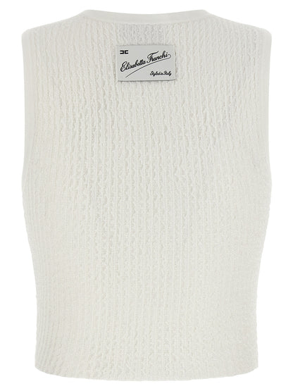 Elisabetta Franchi White Viscose Sleeveles T-Shirt