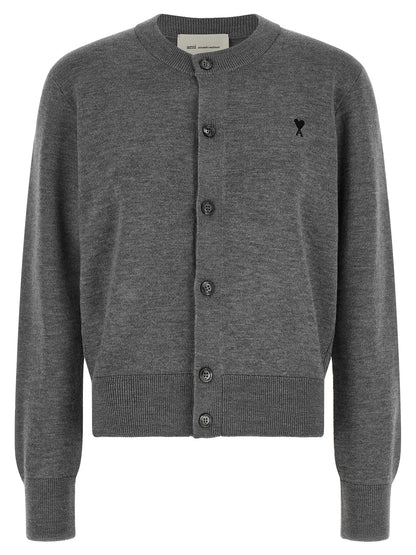 Ami Paris Gray Wool Cardigan
