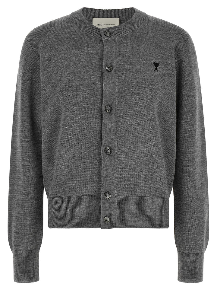Ami Paris Gray Wool Cardigan