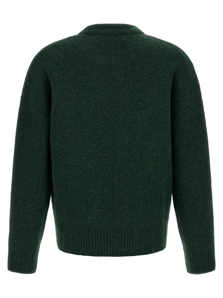 Ami Paris Bicolor Alpaca Leather Cardigan