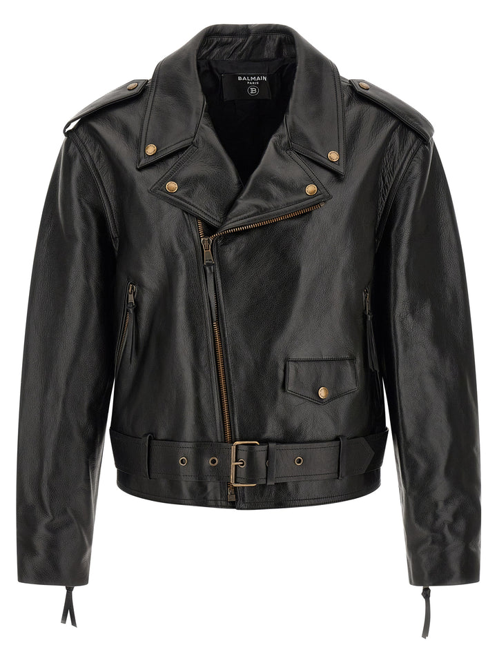 Balmain Black Calfskin Leather Jacket